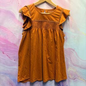 A Pea in the Pod M Maternity Pregnancy Smocked Blouse Flutter Sleeves Boho NWT